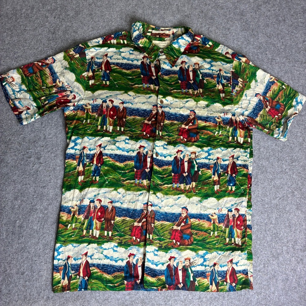 Vintage Reyn Spooner Guy Buffet Mens XL Cotton Golf Scottish Short Sleeve Shirt